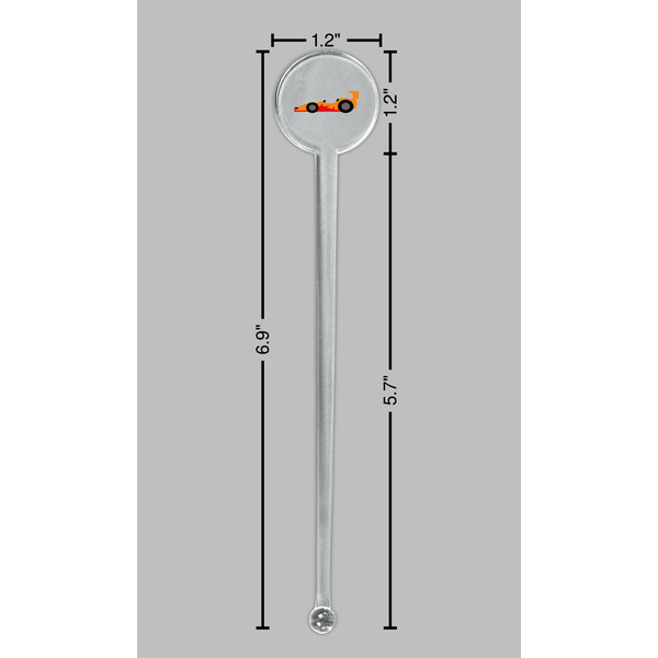 Racing Car Clear Plastic 7" Stir Stick - Round - Dimensions
