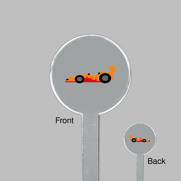 Racing Car Clear Plastic 7" Stir Stick - Round - Front & Back