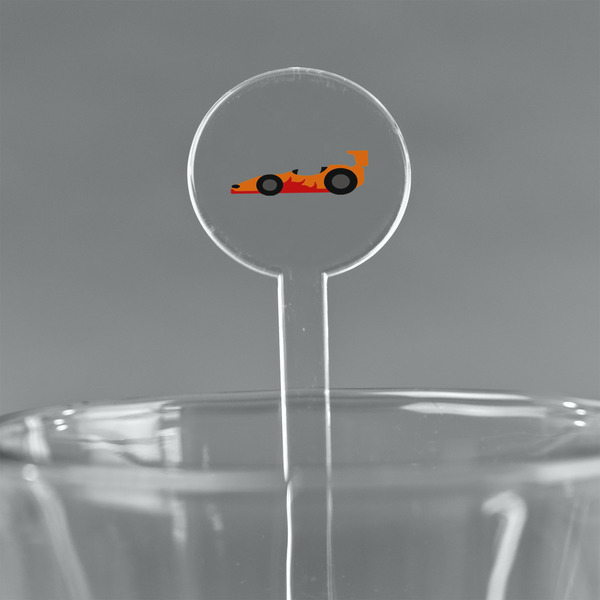 Custom Racing Car 7" Round Plastic Stir Sticks - Clear