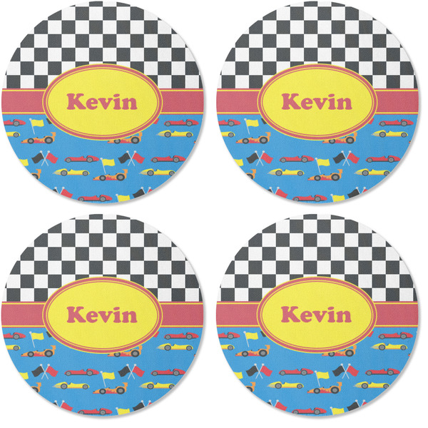 Racing Car Coaster Round Rubber Back - Apvl