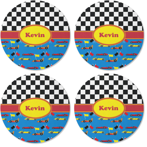 Racing Car Coaster Round Rubber Back - Apvl