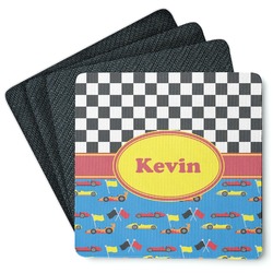 Racing Car Square Rubber Backed Coasters - Set of 4 (Personalized)
