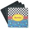 Racing Car Square Rubber Backed Coasters - Set of 4 (Personalized)
