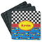 Racing Car Square Rubber Backed Coasters - Set of 4 (Personalized)
