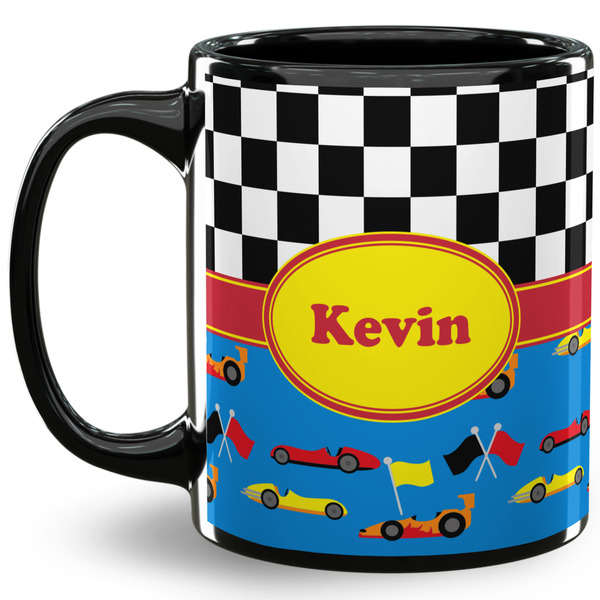Custom Racing Car 11 Oz Coffee Mug - Black (Personalized)