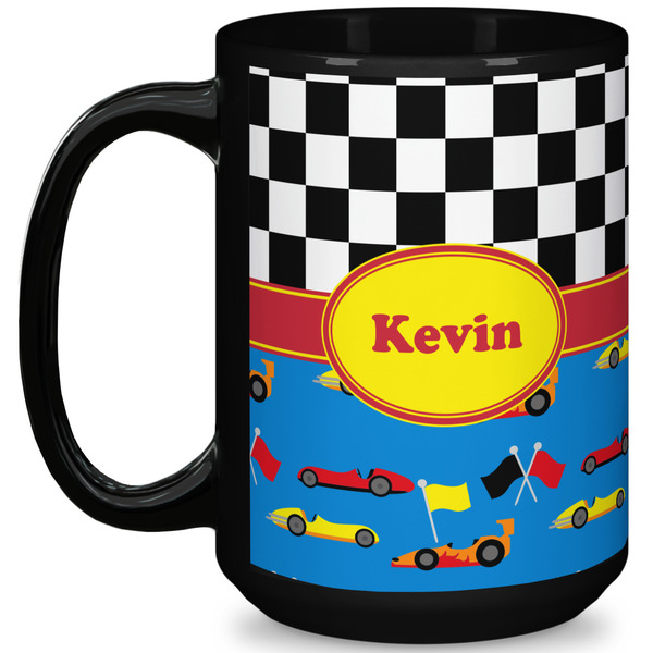 Custom Racing Car 15 Oz Coffee Mug - Black (Personalized)