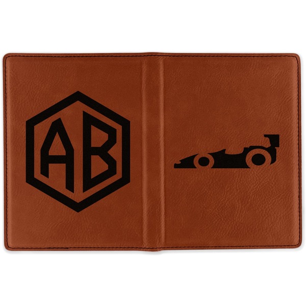 Racing Car Cognac Leather Passport Holder Outside Double Sided - Apvl