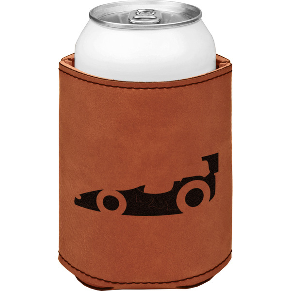 Racing Car Cognac Leatherette Can Sleeve - Single Front