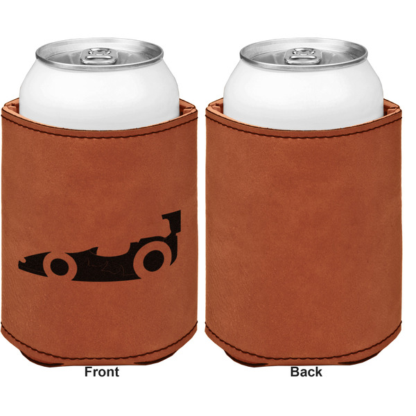 Racing Car Cognac Leatherette Can Sleeve - Single Sided Front and Back