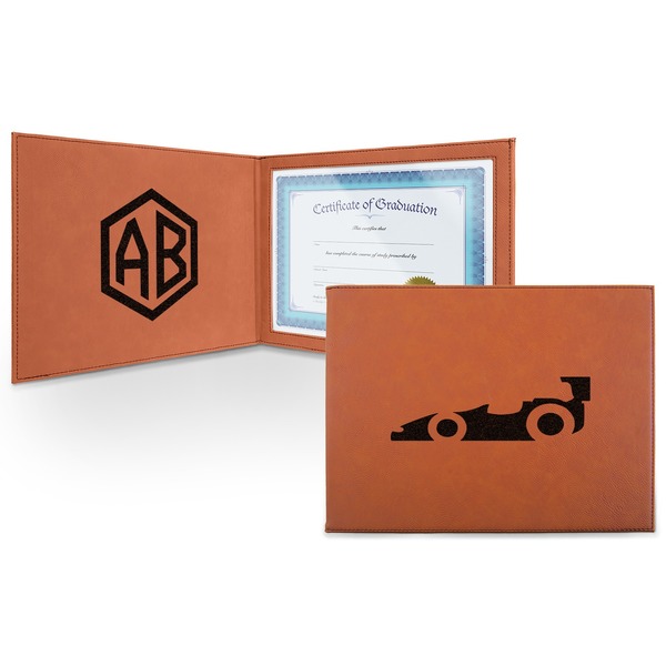 Custom Racing Car Leatherette Certificate Holder - Front and Inside (Personalized)
