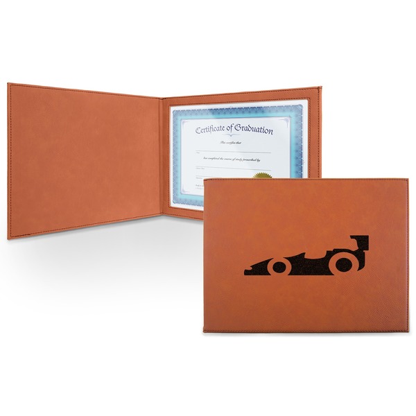 Custom Racing Car Leatherette Certificate Holder - Front