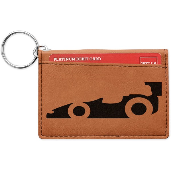 Custom Racing Car Leatherette Keychain ID Holder - Single Sided