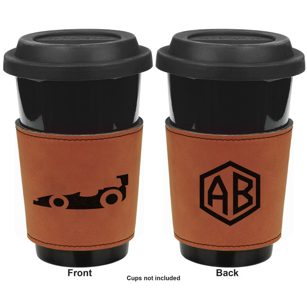 Racing Car Cognac Leatherette Mug Sleeve - Double Sided Apvl