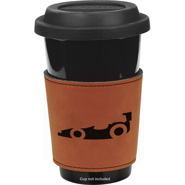 Racing Car Cognac Leatherette Mug Sleeve - Front