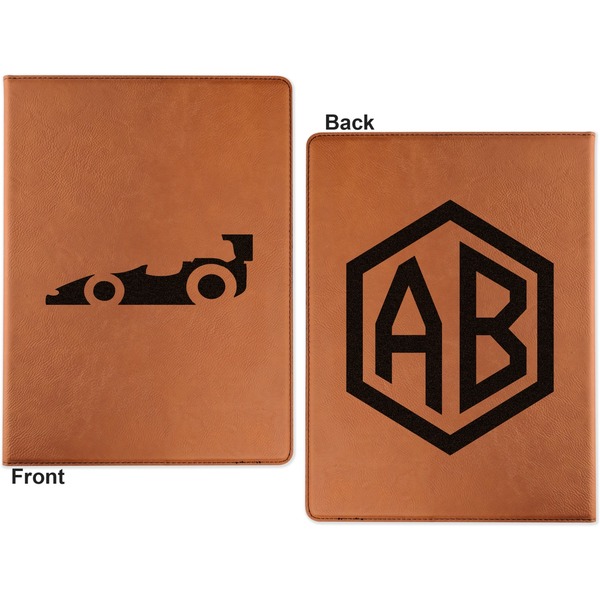 Racing Car Cognac Leatherette Portfolios with Notepad - Large - Double Sided - Apvl