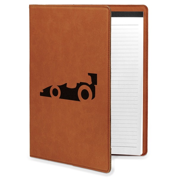 Custom Racing Car Leatherette Portfolio with Notepad - Large - Double Sided (Personalized)