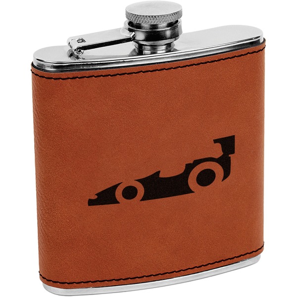 Custom Racing Car Leatherette Wrapped Stainless Steel Flask