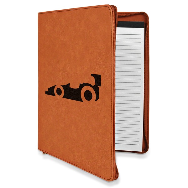 Custom Racing Car Leatherette Zipper Portfolio with Notepad - Single Sided