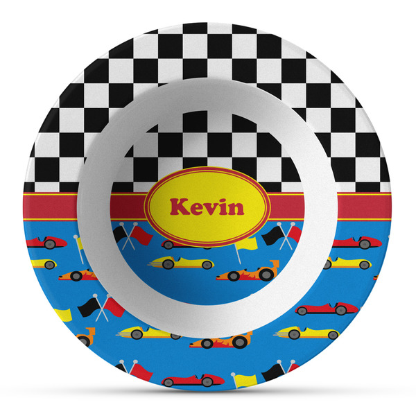 Custom Racing Car Plastic Bowl - Microwave Safe - Composite Polymer (Personalized)