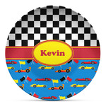 Racing Car Microwave Safe Plastic Plate - Composite Polymer (Personalized)