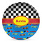 Racing Car Microwave Safe Plastic Plate - Composite Polymer (Personalized)