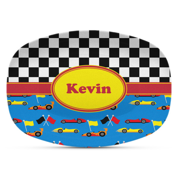 Custom Racing Car Plastic Platter - Microwave & Oven Safe Composite Polymer (Personalized)