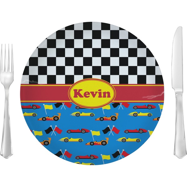 Custom Racing Car 10" Glass Lunch / Dinner Plates - Single or Set (Personalized)