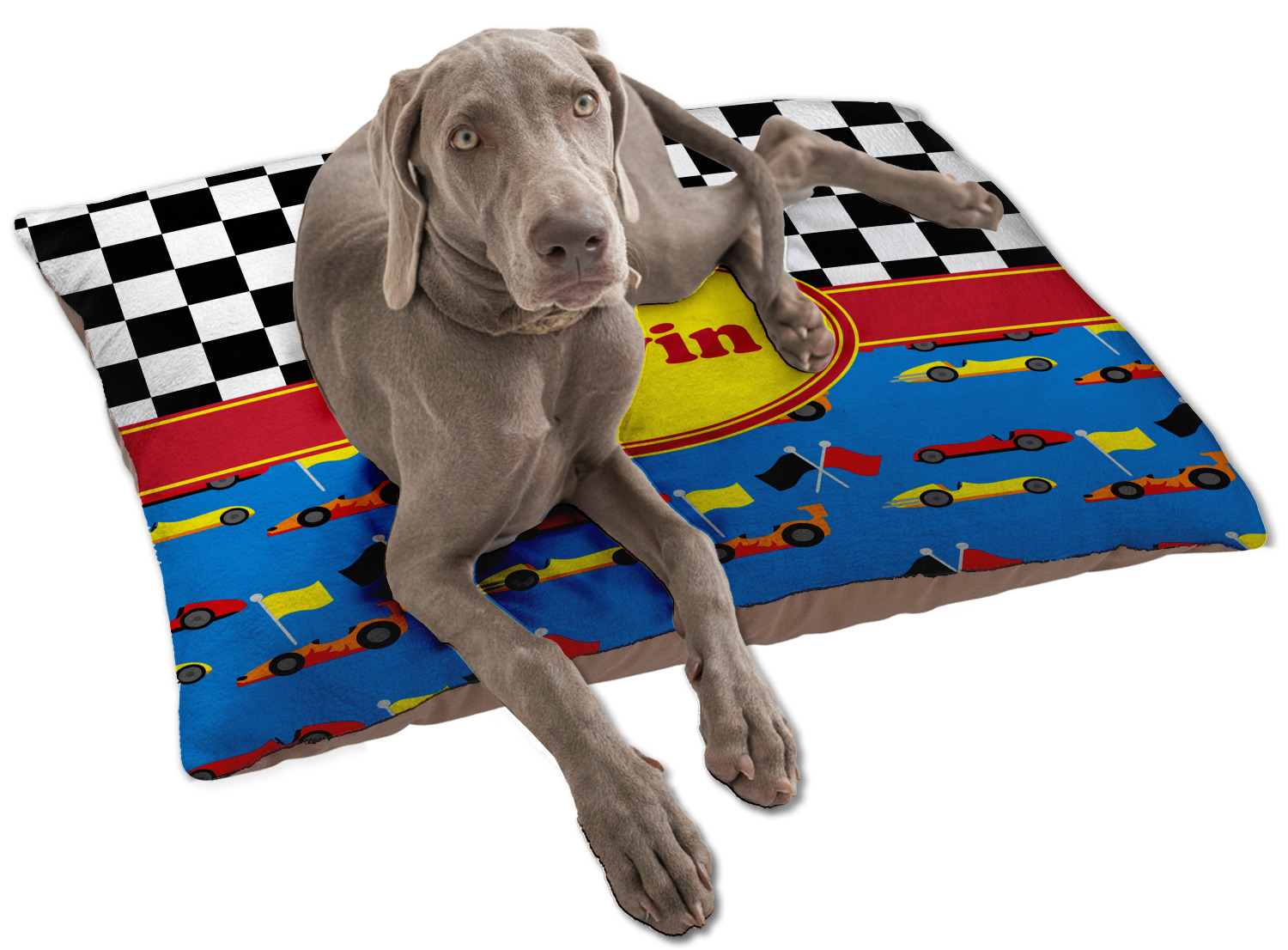 Custom Racing Car Dog Bed w/ Name or Text YouCustomizeIt