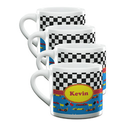 Racing Car Double Shot Espresso Cups - Set of 4 (Personalized)