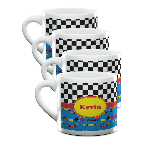 Custom Racing Car Double Shot Espresso Cups - Set of 4 (Personalized)