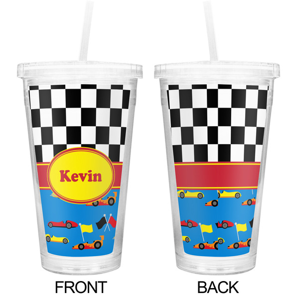 Racing Car Double Wall Tumbler with Straw - Approval