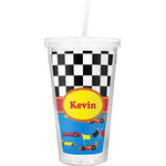 Racing Car Double Wall Tumbler with Straw (Personalized)