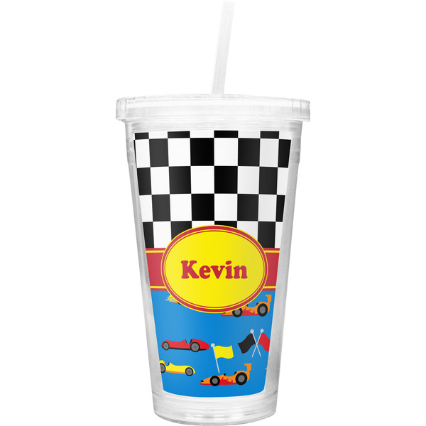 Custom Racing Car Double Wall Tumbler with Straw (Personalized)