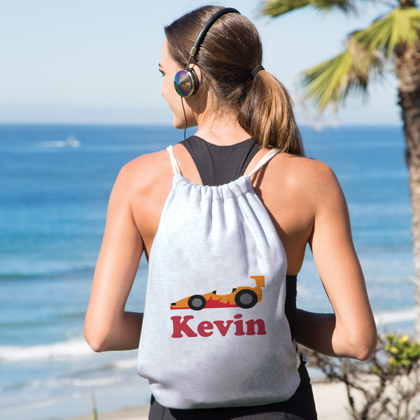 Racing Car Drawstring Backpacks - Sweatshirt Fleece - Single Sided - LIFESTYLE