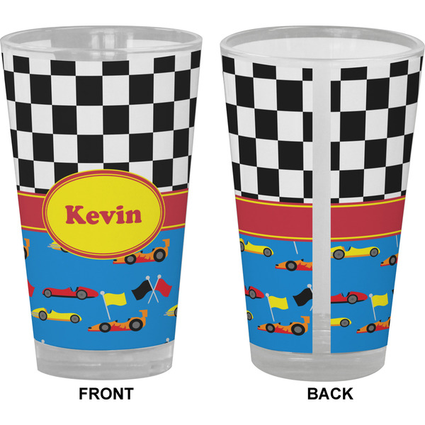 Racing Car Pint Glass - Full Color - Front & Back Views