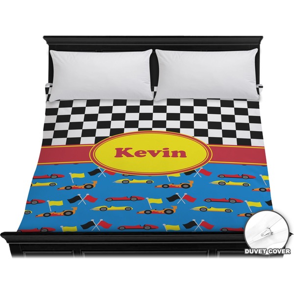 Custom Racing Car Duvet Cover - King (Personalized)