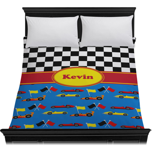 Racing Car Duvet Cover - Queen - On Bed - No Prop