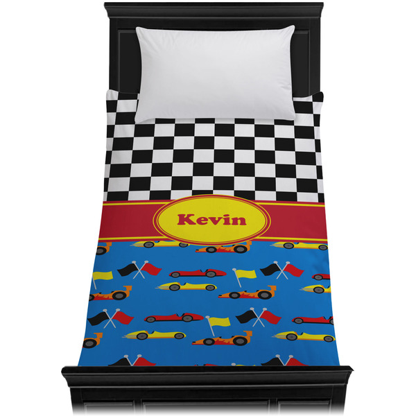 Racing Car Duvet Cover - Twin - On Bed - No Prop