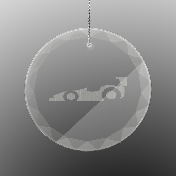 Custom Racing Car Engraved Glass Ornament - Round