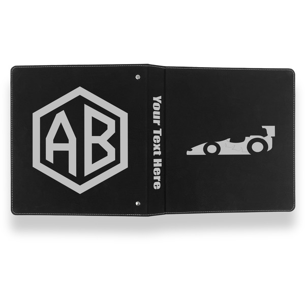 Racing Car Leather Binder - 1" - Black- Back Spine Front View