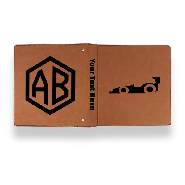 Racing Car Leather Binder - 1" - Rawhide - Back Spine Front View