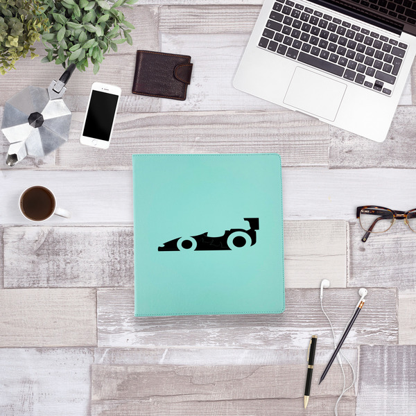 Racing Car Leather Binder - 1" - Teal - Lifestyle View