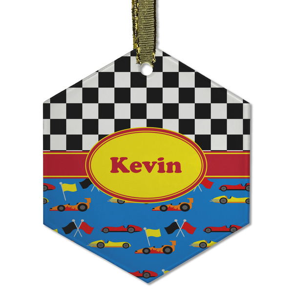 Racing Car Frosted Glass Ornament - Hexagon