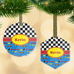 Racing Car Flat Glass Ornament w/ Name or Text