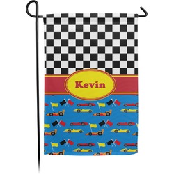 Racing Car Small Garden Flag - Double Sided w/ Name or Text