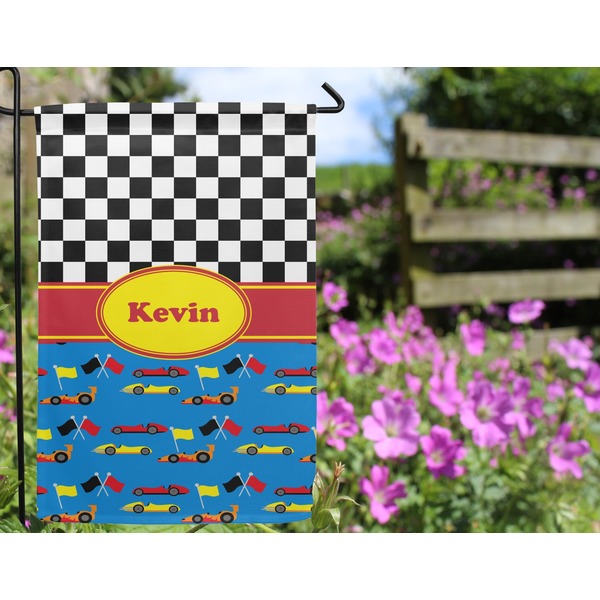 Racing Car Garden Flag - Outside In Flowers