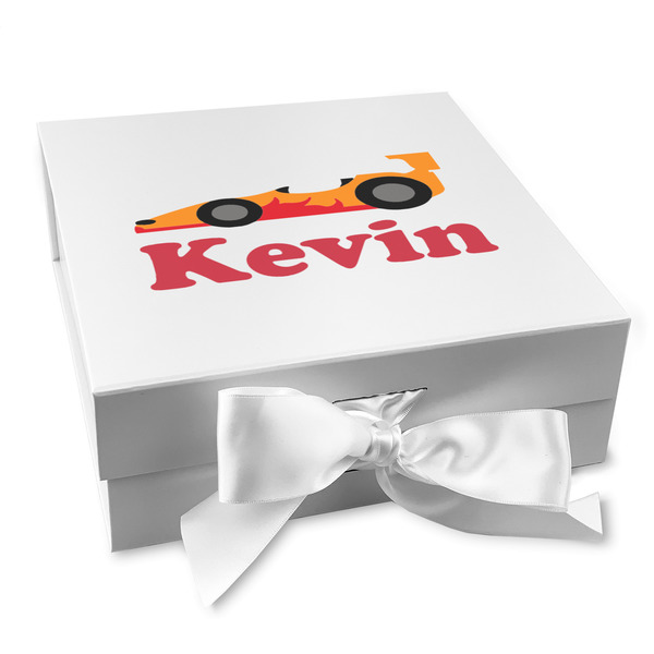 Custom Racing Car Gift Box with Magnetic Lid - White