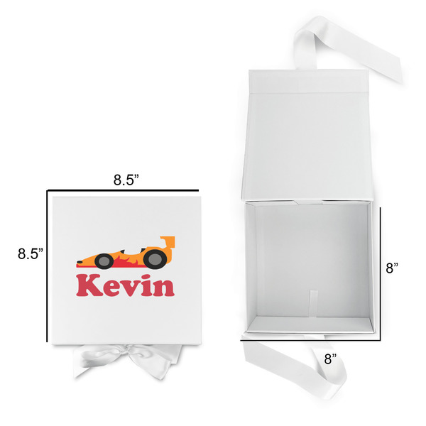Racing Car Gift Boxes with Magnetic Lid - White - Open & Closed
