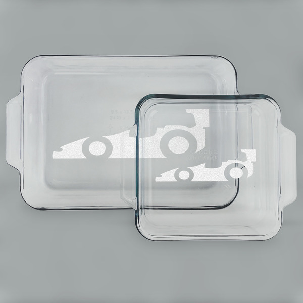 Custom Racing Car Set of Glass Baking & Cake Dish - 13in x 9in & 8in x 8in