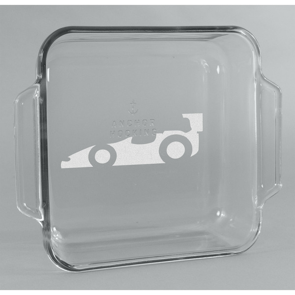 Custom Racing Car Glass Cake Dish - 8in x 8in